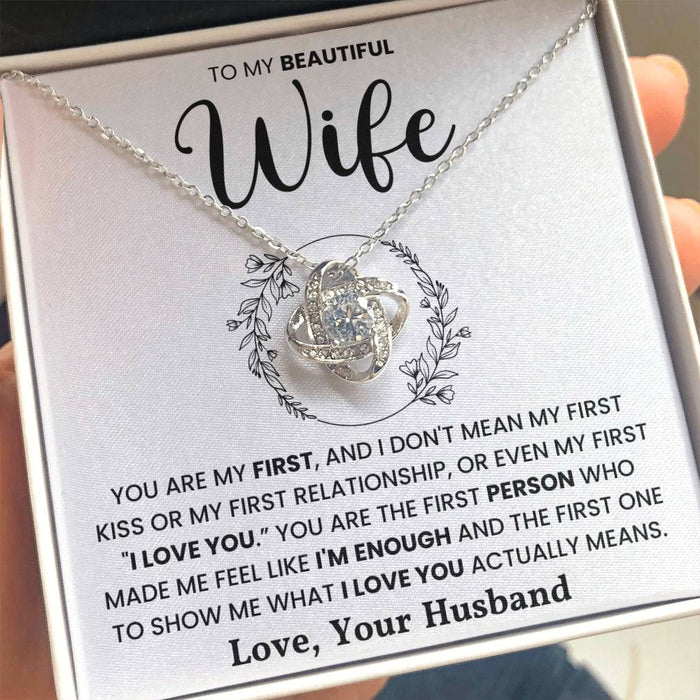 To My Beautiful Wife-Loveknot Necklace-You Are My First