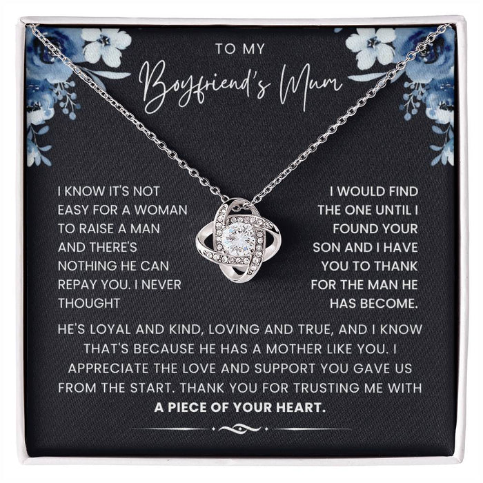 To My Boyfriend Mum- Loveknot Necklace- He;s Loyal And Kind