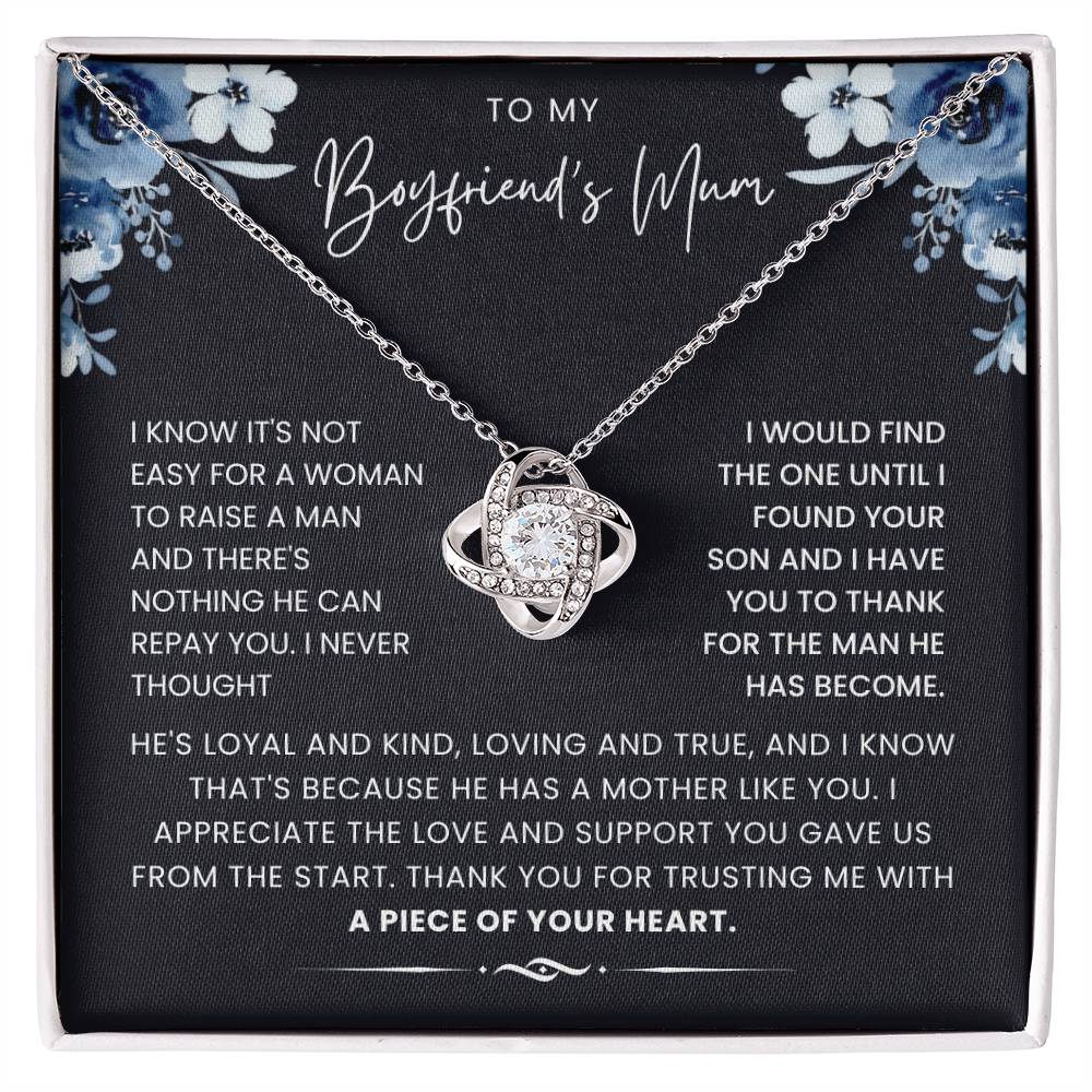 To My Boyfriend Mum- Loveknot Necklace- He;s Loyal And Kind - luxoz