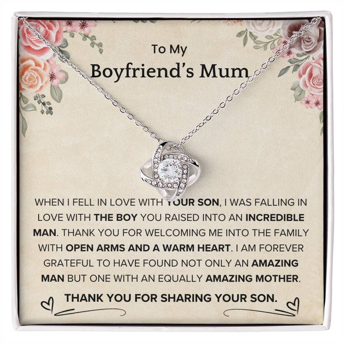 To My Boyfriend's Mum-Loveknot Necklace-I Am Forever Grateful