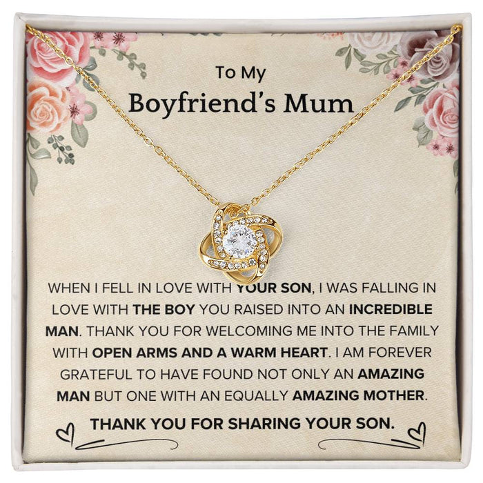 To My Boyfriend's Mum-Loveknot Necklace-I Am Forever Grateful
