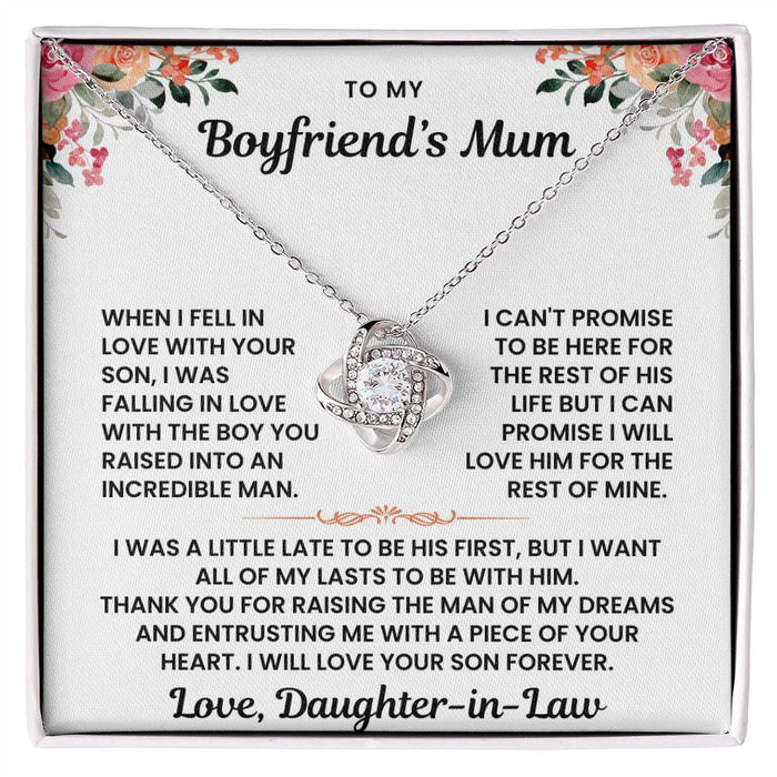 To My Boyfriend's Mum-Loveknot Necklace-I Can't Promise To Be