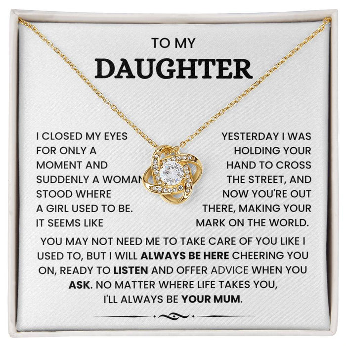 To My Daughter-Loveknot Necklace-I'll Always Be Your Mum