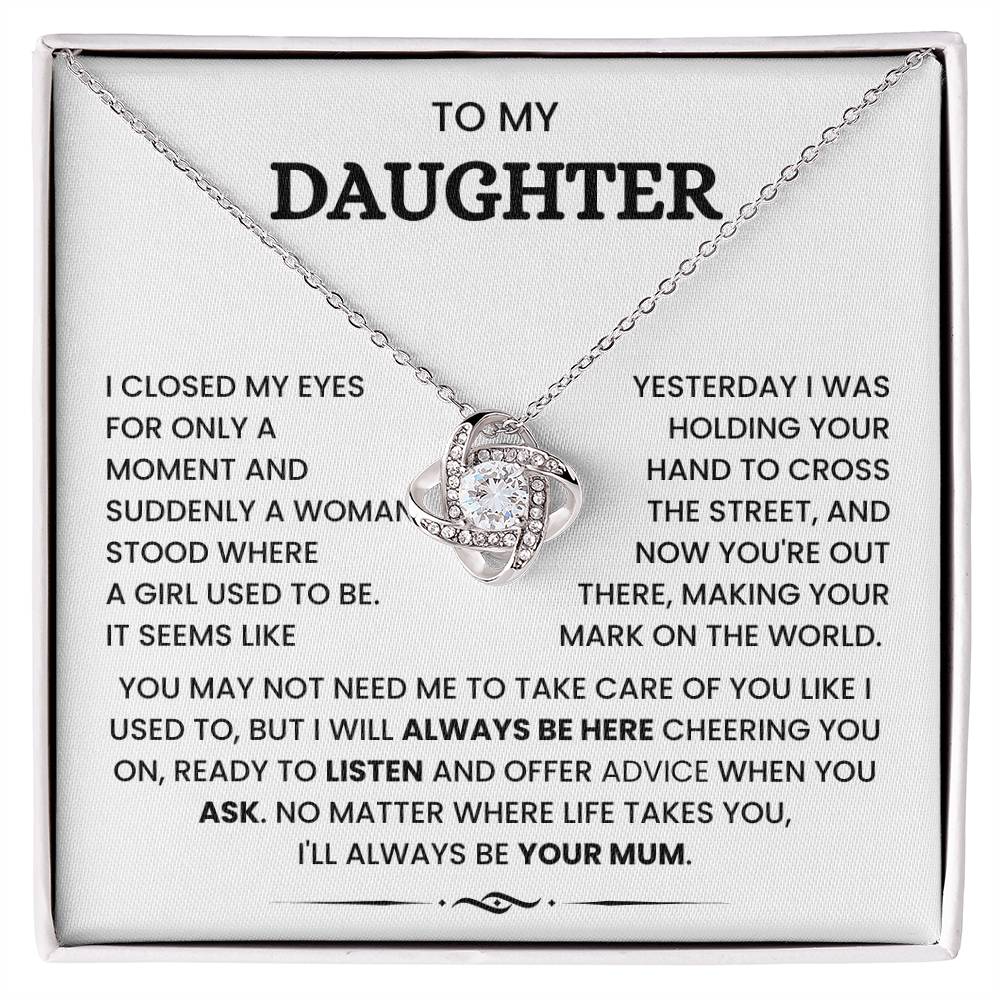 To My Daughter-Loveknot Necklace-I'll Always Be Your Mum - luxoz