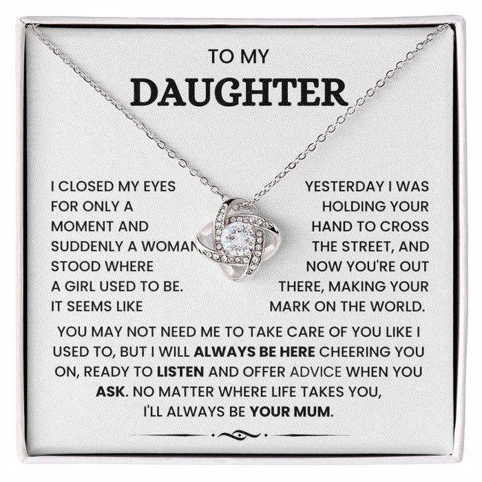 To My Daughter-Loveknot Necklace-I'll Always Be Your Mum