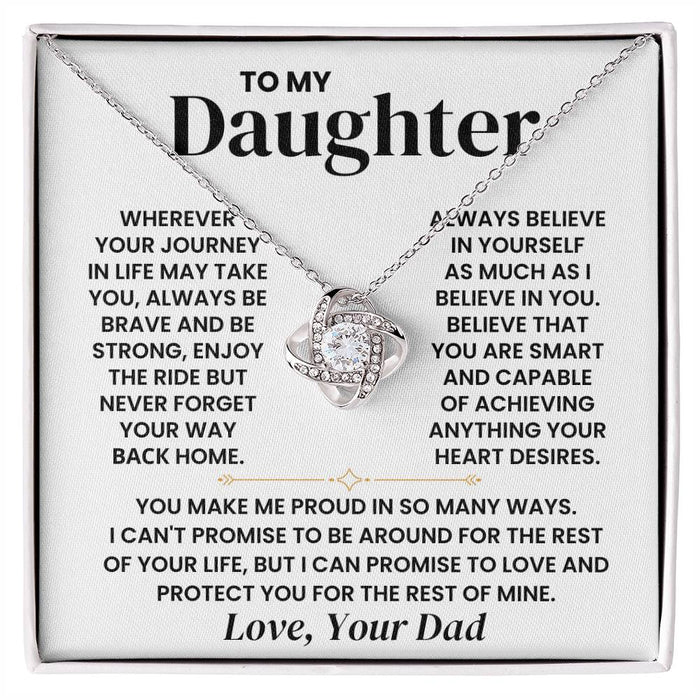 To My Daughter-Loveknot Necklace- Never Forget Your Way Back Home