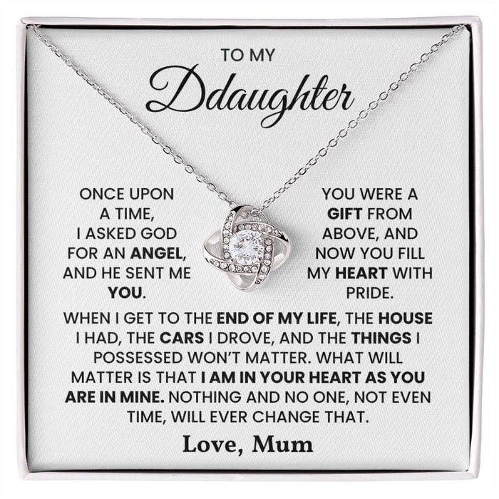 To My Daughter- Loveknot Necklace- Not Even Time Will Ever Change It