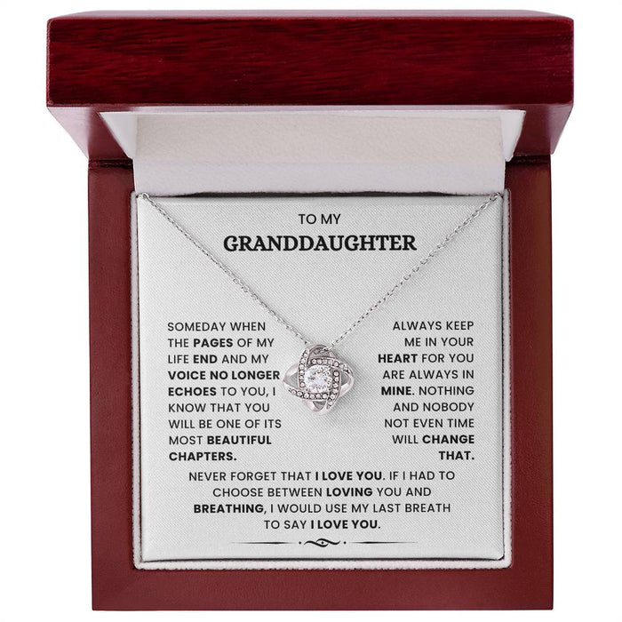 To My Granddaughter-Loveknot Necklace-Always Keep Me In Your Heart
