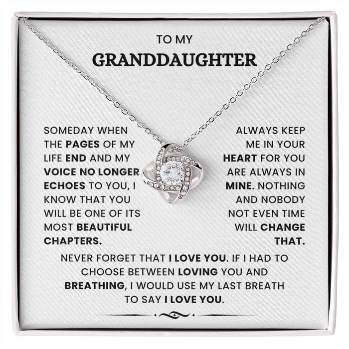 To My Granddaughter-Loveknot Necklace-Always Keep Me In Your Heart