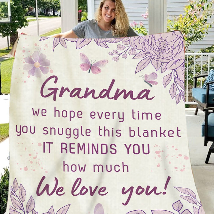 To My Grandma - Plush Fleece Blanket From Grandchildren - We Love You