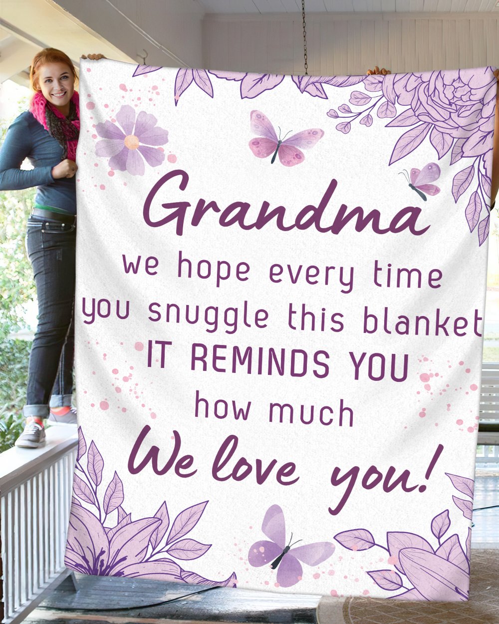 To My Grandma - Plush Fleece Blanket From Grandchildren - We Love You - luxoz