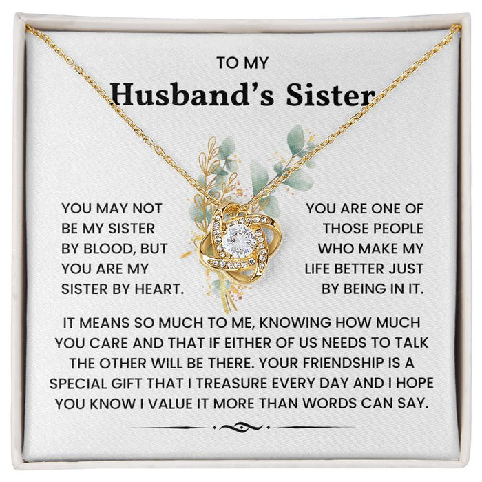 To My Husband's Sister-Loveknot Necklace-You Are My Sister By Heart