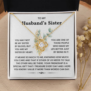 To My Husband's Sister - Loveknot Necklace - You Are My Sister By Heart - luxoz