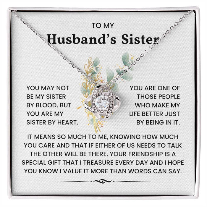 To My Husband's Sister-Loveknot Necklace-You Are My Sister By Heart