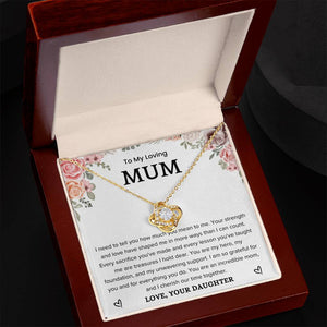 To My Loving Mum-Loveknot Necklace-You Are My Hero - luxoz