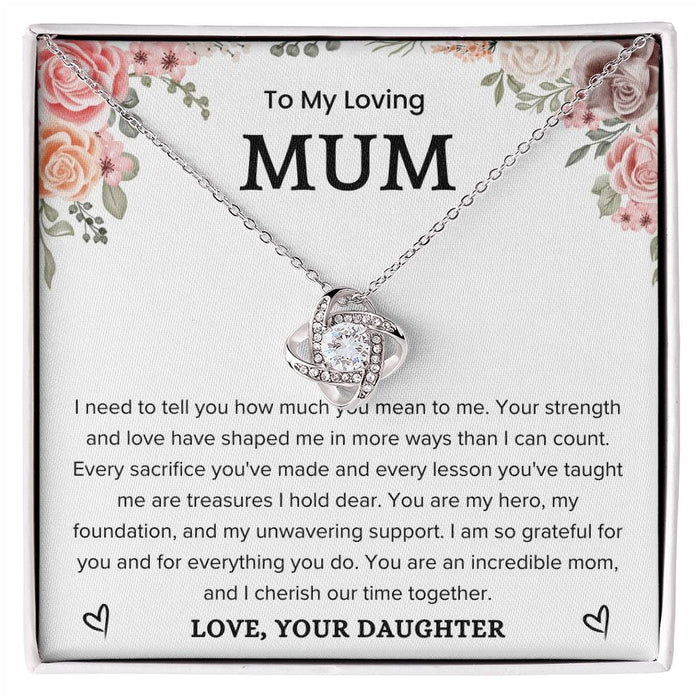 To My Loving Mum-Loveknot Necklace-You Are My Hero