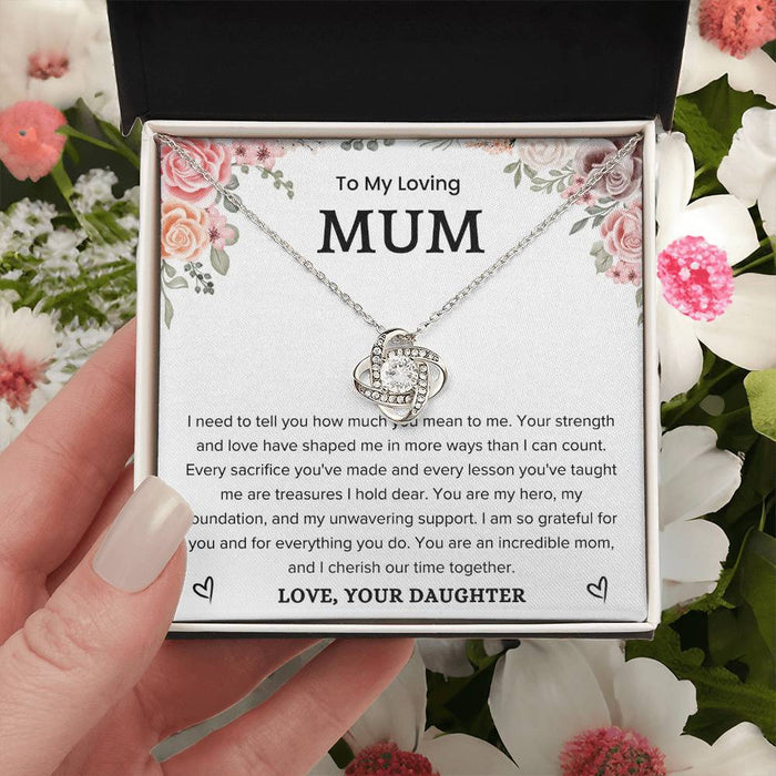 To My Loving Mum-Loveknot Necklace-You Are My Hero