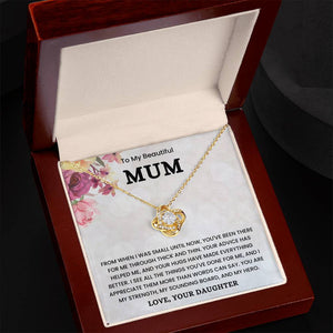 To My Mum- Loveknot Necklace- You Are My Strength - luxoz