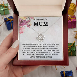 To My Mum- Loveknot Necklace- You Are My Strength - luxoz