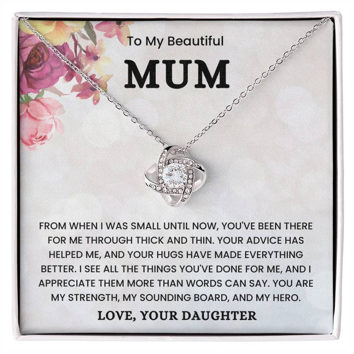 To My Mum- Loveknot Necklace- You Are My Strength
