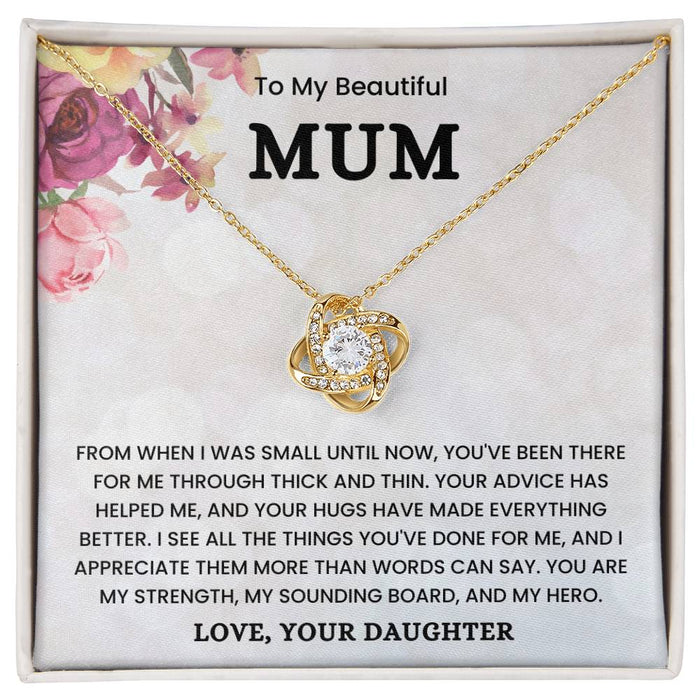 To My Mum- Loveknot Necklace- You Are My Strength