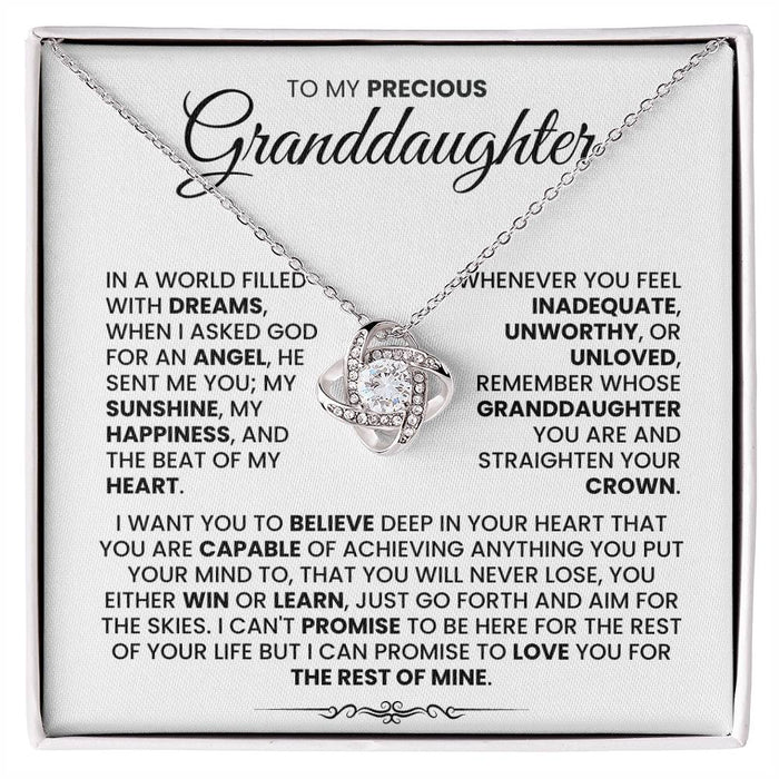 To My Precious Granddaughter-Loveknot Necklace- I Want You To Believe