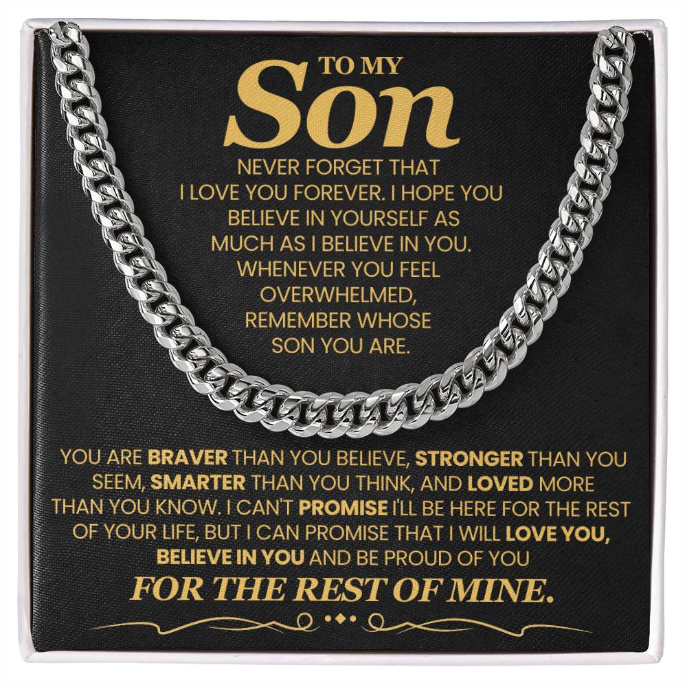 To My Son - Cuban Link Chain - You Are Braver Than - luxoz