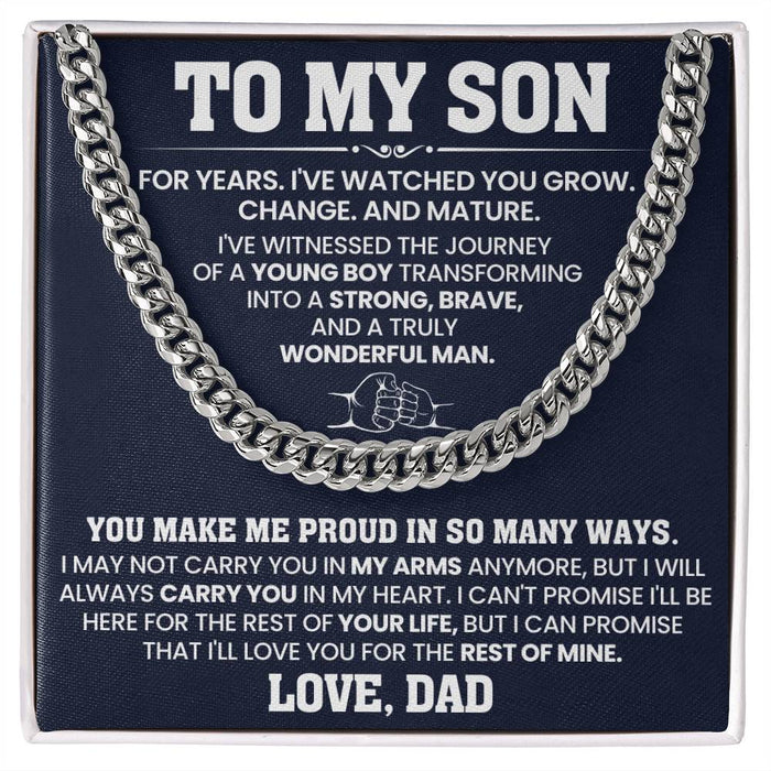 To My Son-Cuban Link Chain-You Make Me Proud In So Many Ways