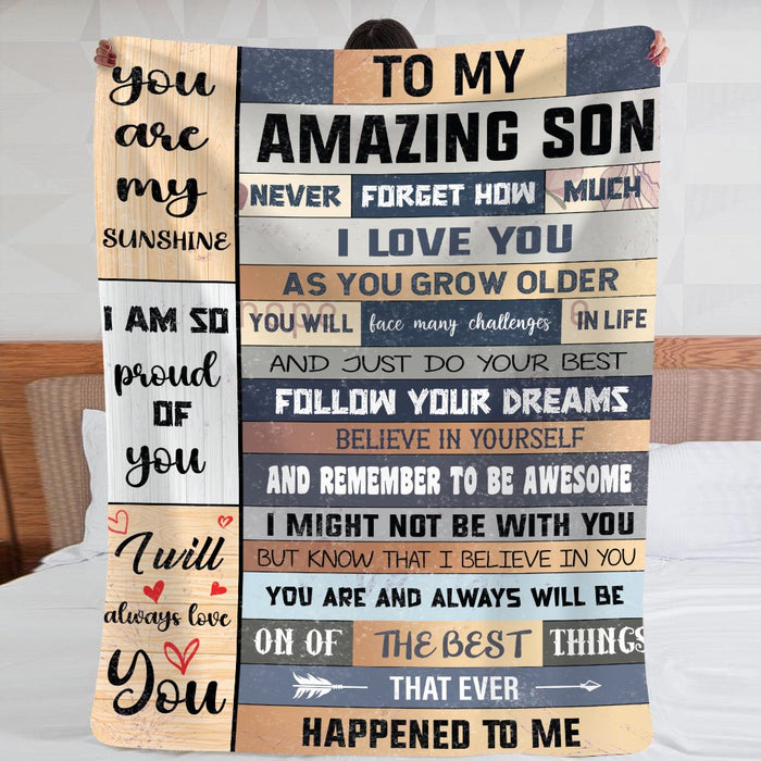 To My Son - Plush Fleece Blanket - Believe in Yourself