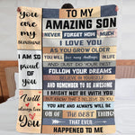 To My Son - Plush Fleece Blanket - Believe in Yourself - luxoz