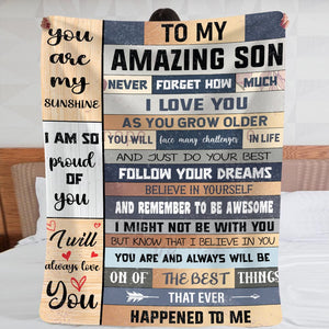 To My Son - Plush Fleece Blanket - Believe in Yourself - luxoz