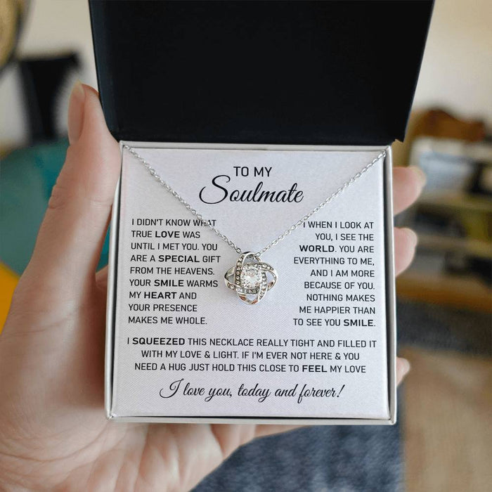 To My Soulmate-Loveknot Necklace-I Squeezed This