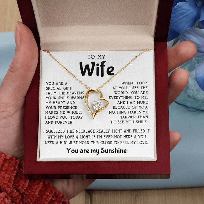 To My Wife-Forever Love Necklace- You Are My Sunshine