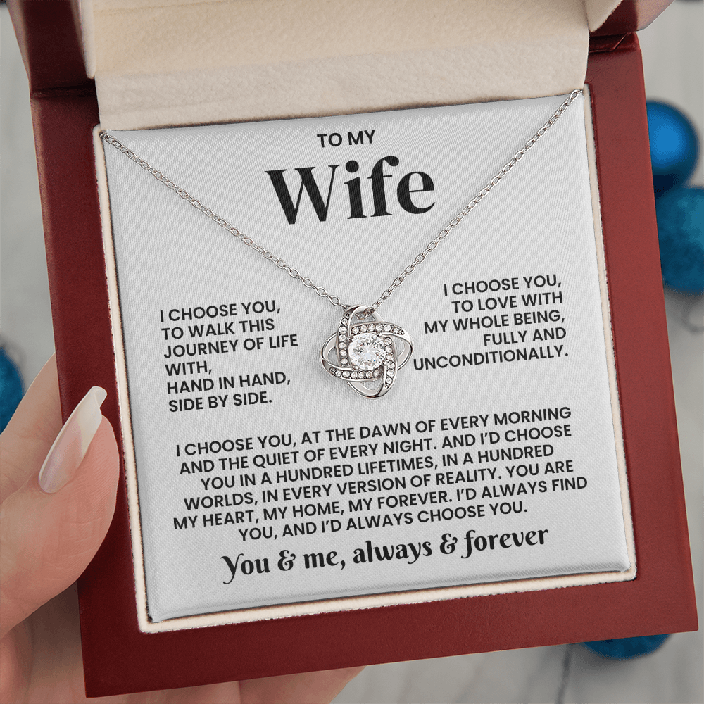 To My Wife - Loveknot Necklace - I Choose You To Walk This Journey - luxoz