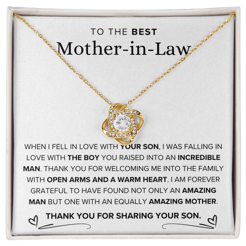 To The Best Mother-In-Law-Loveknot Necklace-I Am His Lucky Wife - luxoz