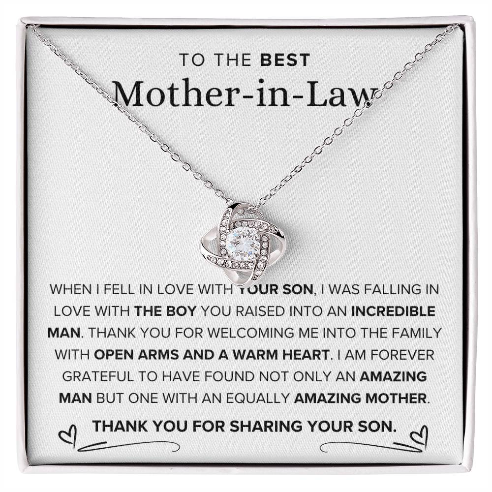 To The Best Mother-In-Law-Loveknot Necklace-I Am His Lucky Wife - luxoz