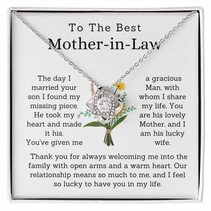 To The Best Mother-In-Law-Loveknot Necklace-You Have Given Me A Gracious Man