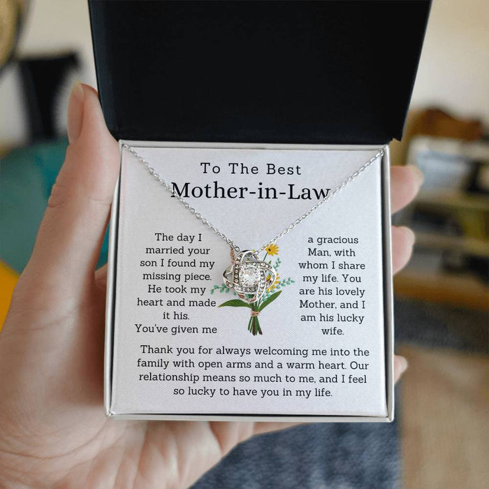 To The Best Mother-In-Law-Loveknot Necklace-You Have Given Me A Gracious Man