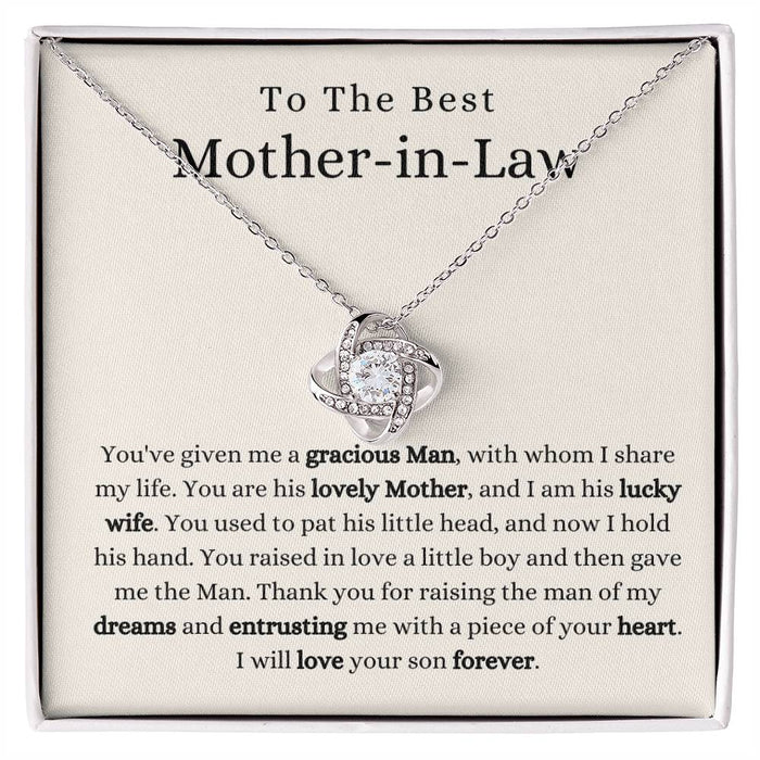 To The Best Mothet-In Law-Loveknot Necklace-Thank You For Welcoming Me