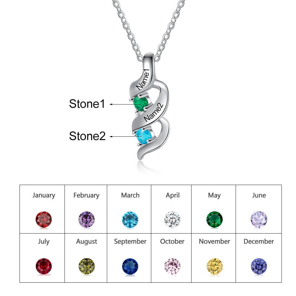 Personalized Name Necklace | Name and Birthstone Necklace | luxoz