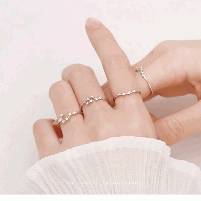 Adjustable Sterling Silver S925 Zodic Constellation Rings