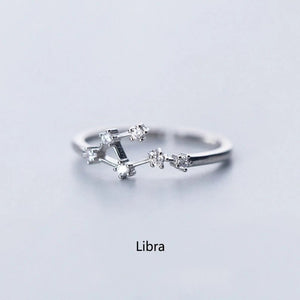 Adjustable Sterling Silver S925 Zodic Constellation Rings - luxoz