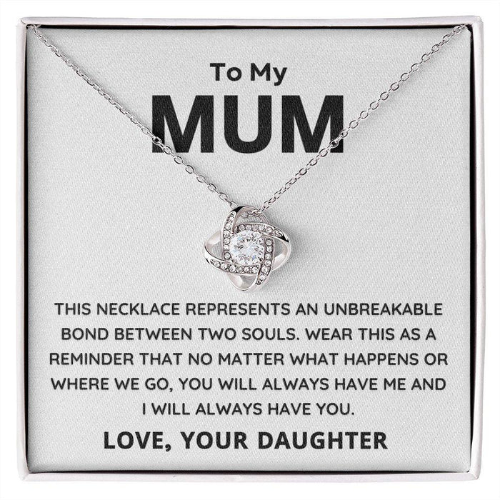 To My Mother Necklace-Silver Loveknot Necklace