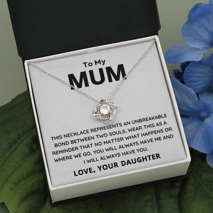 To My Mother Necklace-Silver Loveknot Necklace