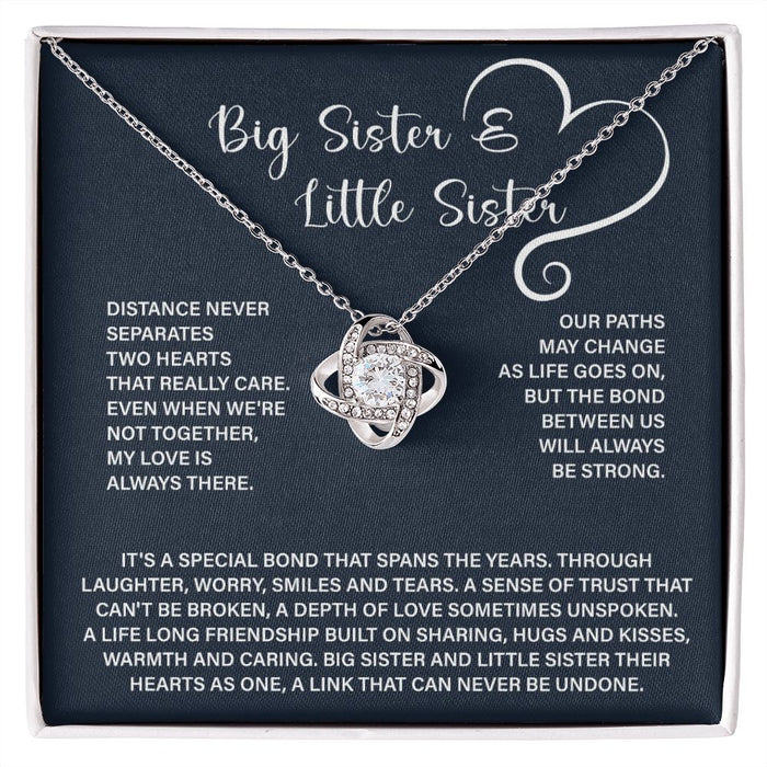 Big Sister Little Sister Necklace-Silver Loveknot Necklace