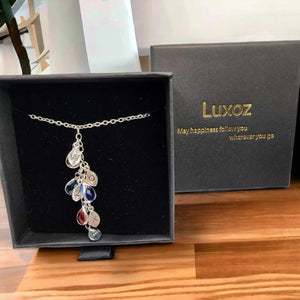 Birthstone Charm Necklace- Personalised Jewellery Gifts - luxoz