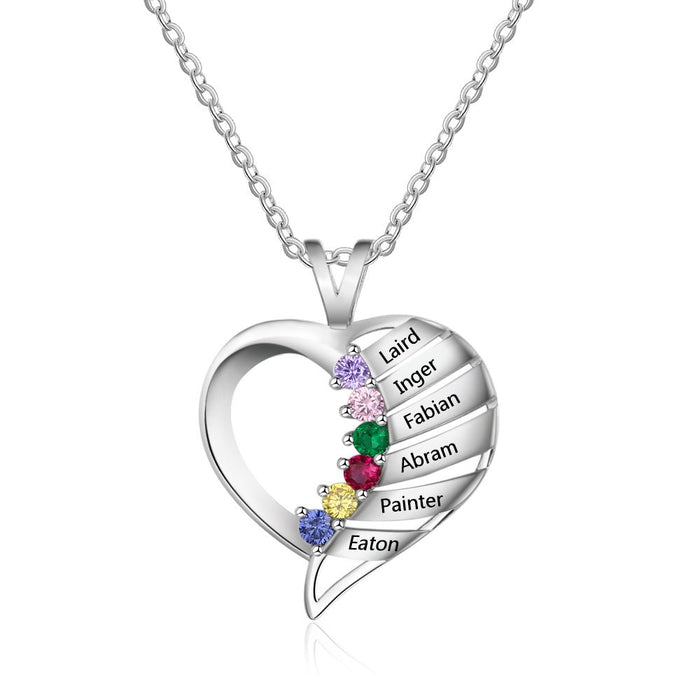 Birthstone Heart Necklace -S925 Sterling Silver Necklace