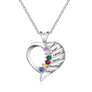 Birthstone Heart Necklace -S925 Sterling Silver Necklace - luxoz