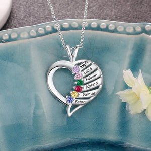 Birthstone Heart Necklace -S925 Sterling Silver Necklace - luxoz