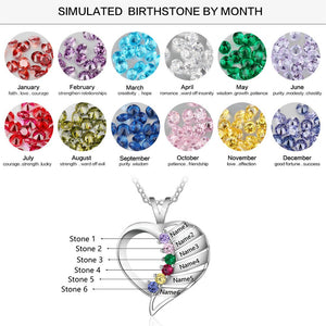 Birthstone Heart Necklace -S925 Sterling Silver Necklace - luxoz